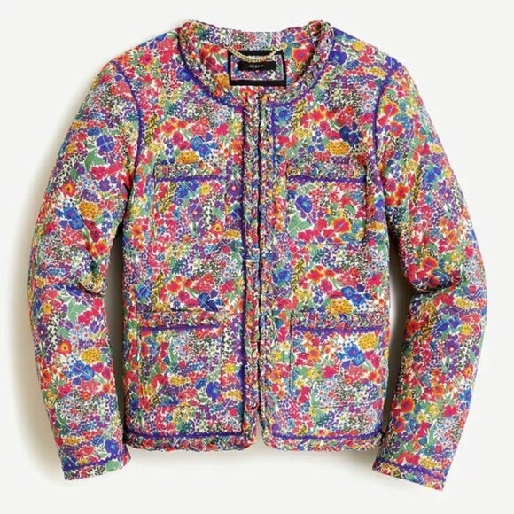 NWT J. Crew Liberty Margaret Annie Quilted Lady Jacket Floral Multi Size 12